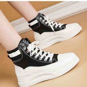 2022 autumn new casual sports shoes high-top thick-soled white shoes